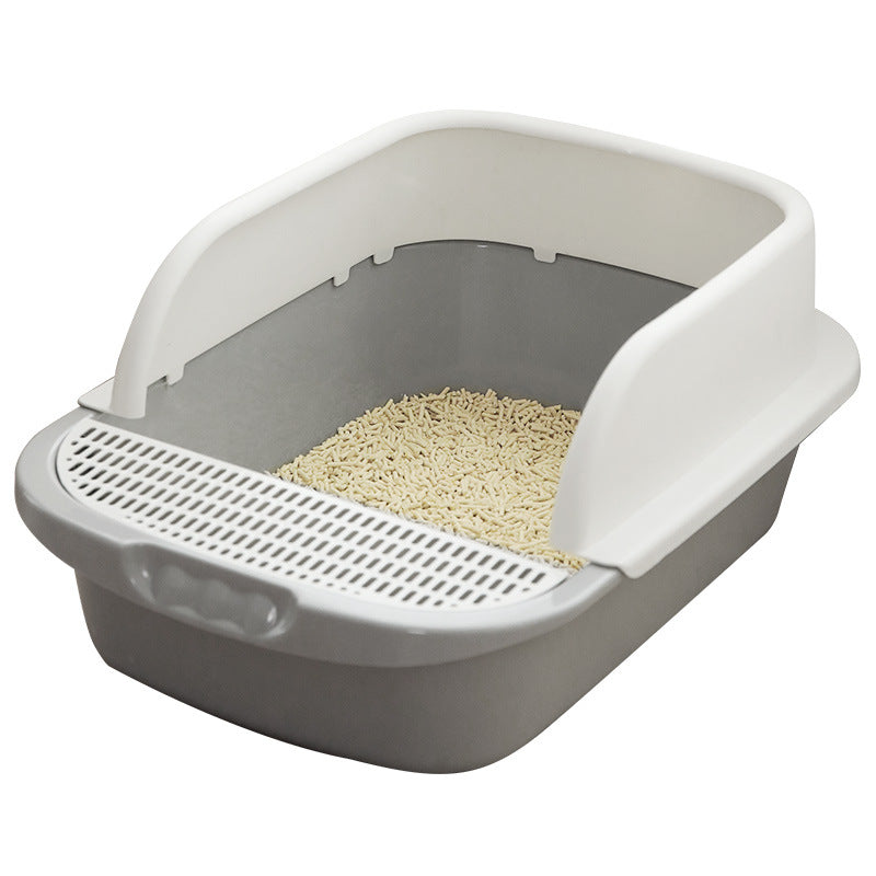 Semi-Enclosed Cat Litter Box with Deodorizing Design