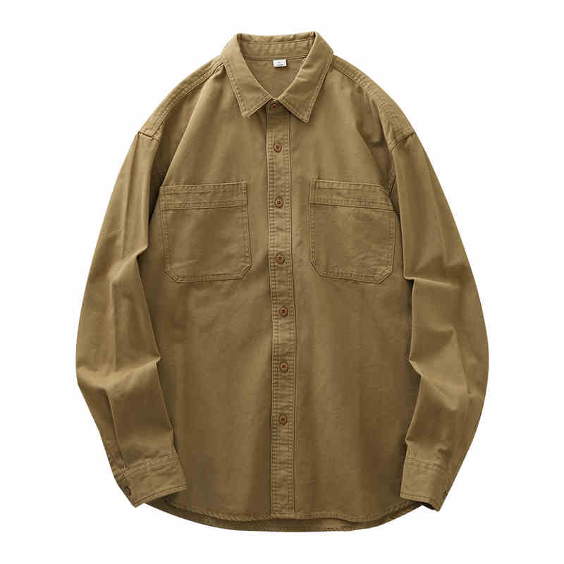 Men's 100% Cotton Retro Lapel Shirt Jacket