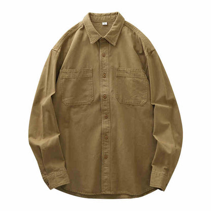 Men's 100% Cotton Retro Lapel Shirt Jacket