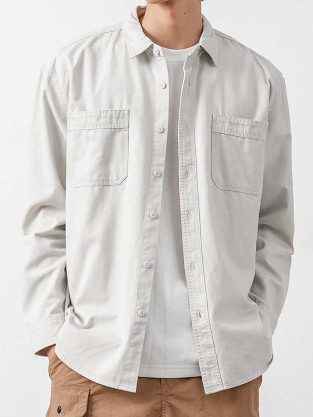 Men's 100% Cotton Retro Lapel Shirt Jacket