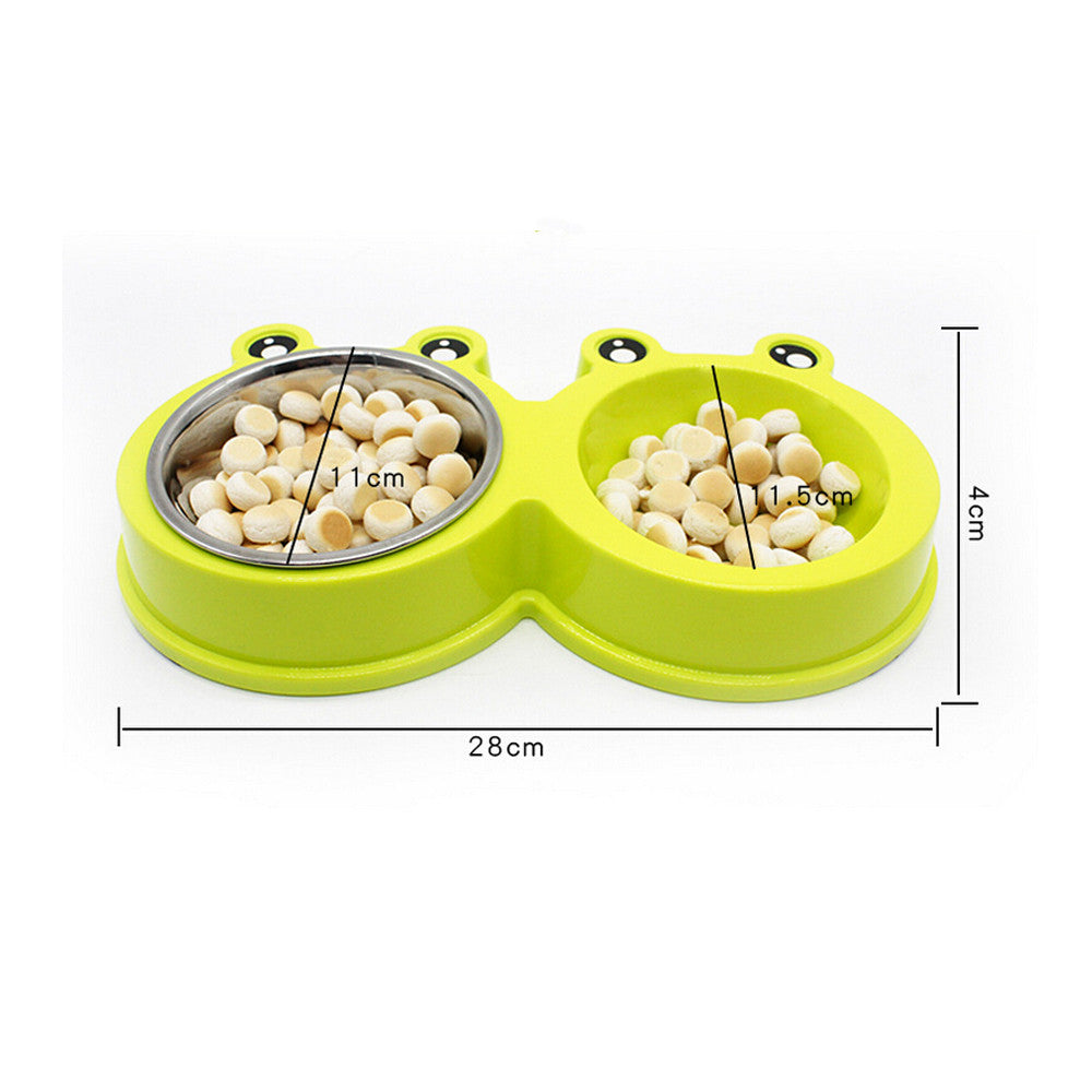 Double Pet Bowl – Food & Water Feeder (ABS + Stainless Steel)
