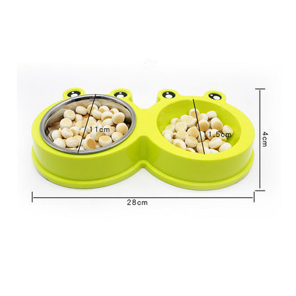 Double Pet Bowl – Food & Water Feeder (ABS + Stainless Steel)