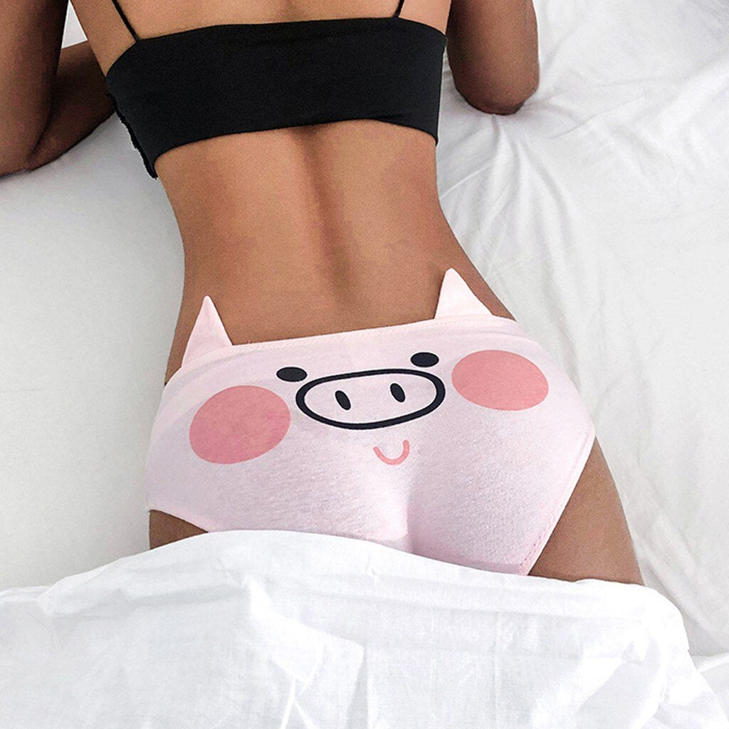 Women's Cotton Low-Waist Briefs with Cute Print