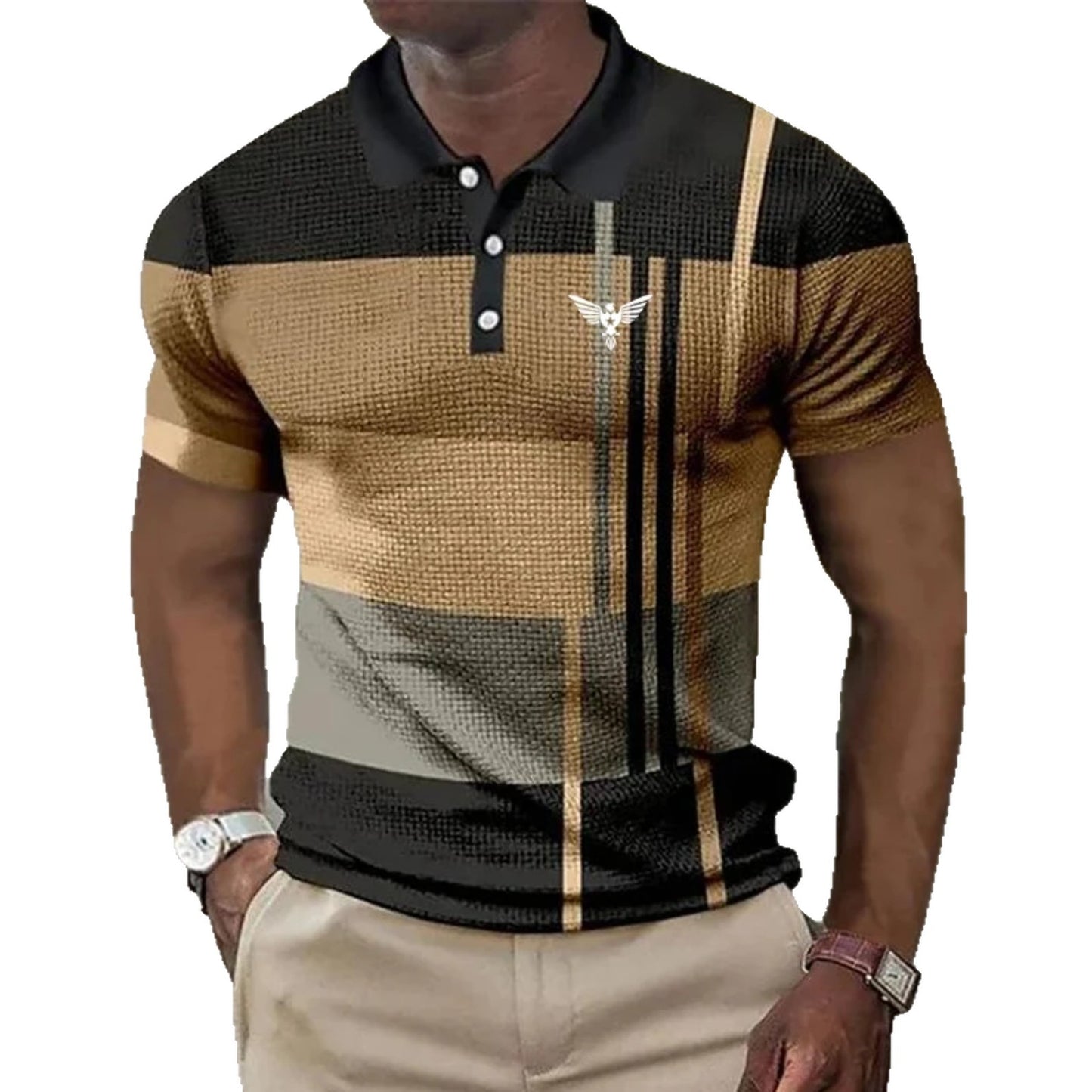 Men's Short Sleeve Plaid Polo Shirt – Slim Fit Summer Casual