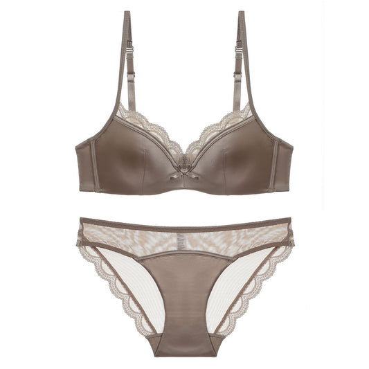Women's Glossy Lace Bra & Panty Set – 3/4 Cup Lifting Lingerie | 70A–85C