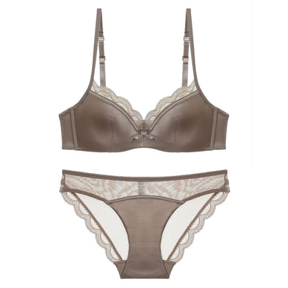 Women's Glossy Lace Bra & Panty Set – 3/4 Cup Lifting Lingerie | 70A–85C
