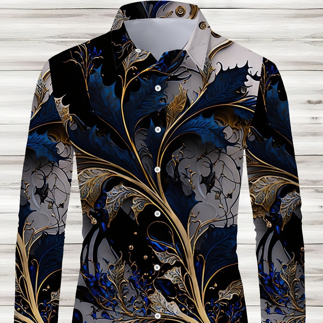 Men's Long Sleeve 3D Print Shirt – Relaxed Fit Plus Size