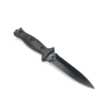 Outdoor Camping Straight Knife – 440C Steel Blade with ABS Sheath (18.5cm, Black)