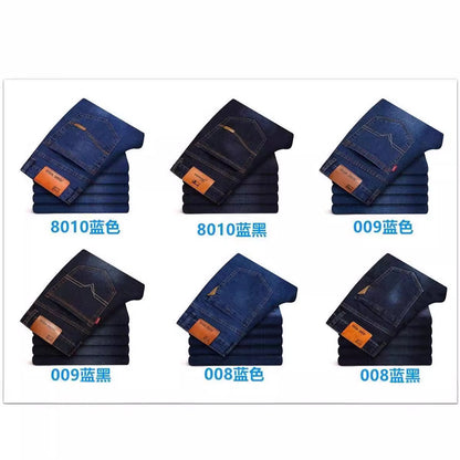 Men's Relaxed Straight Fit Stretch Denim Jeans – Black & Blue 28–40