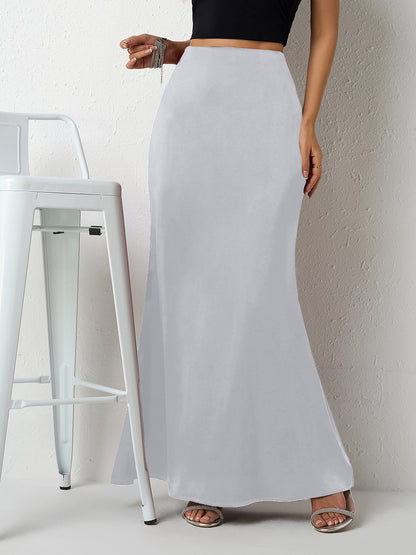 Women's Elegant Satin Maxi Skirt – Flared A-Line Long Skirt in 21 Colors