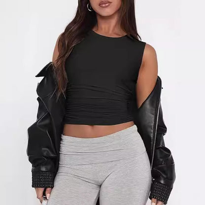Women's Slim Fit Ultra-Crop Top – Lightweight Pullover in Black & White (XS-L)