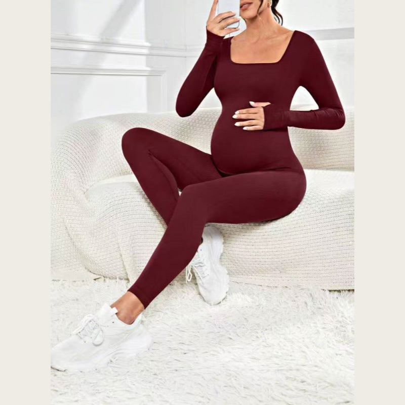 Women's Seamless Ribbed Maternity Jumpsuit – 6 Colors Spandex Blend S–L