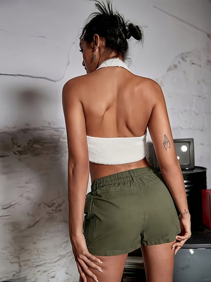 Women's High-Waist Cargo Shorts with Pockets – Casual 3/4 Length S–2XL in 3 Colors