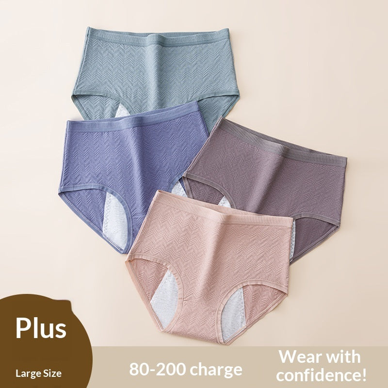 Women's High-Waist Cotton Period Panties – Plus Size Comfort Underwear