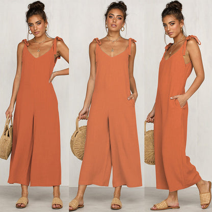 Women's High Waist Wide-Leg Overalls – Loose Fit Casual Pants