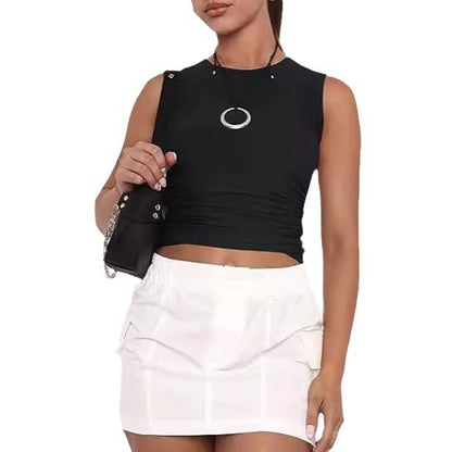 Women's Slim Fit Ultra-Crop Top – Lightweight Pullover in Black & White (XS-L)