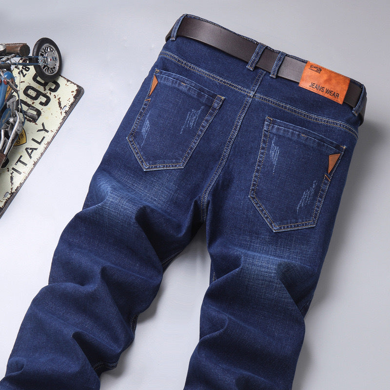 Men's Relaxed Straight Fit Stretch Denim Jeans – Black & Blue 28–40