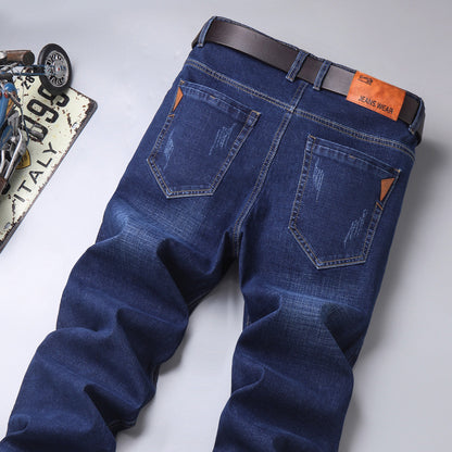 Men's Relaxed Straight Fit Stretch Denim Jeans – Black & Blue 28–40