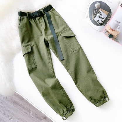 Women's High-Waist Multi-Pocket Straight-Leg Pants