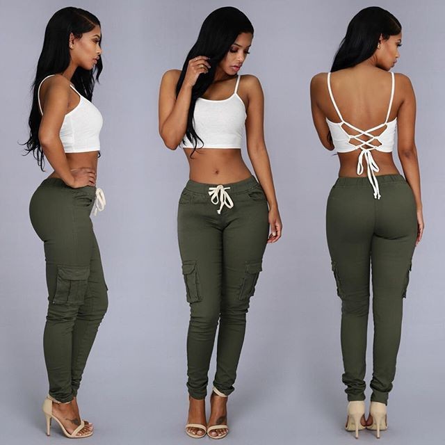 Women's Multi-Pocket Casual Cargo Pants – Mid-Waist Cotton Trousers