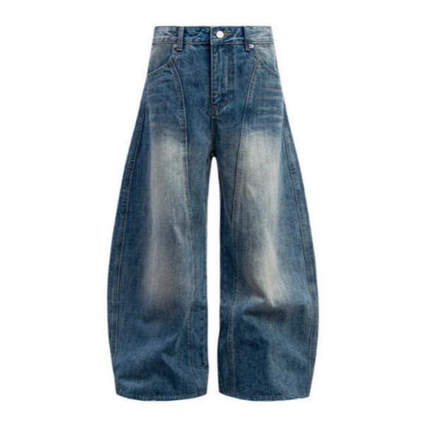 Men's Vintage Washed Distressed Bootcut Jeans – Loose Fit American Style