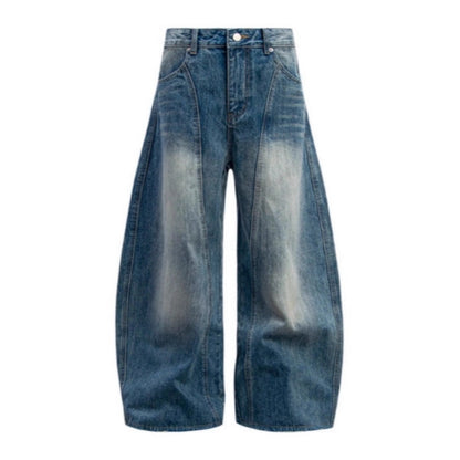 Men's Vintage Washed Distressed Bootcut Jeans – Loose Fit American Style