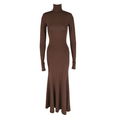 Women's Backless Long Sleeve Bodycon Evening Party Dress – High Waist Maxi Hip Skirt