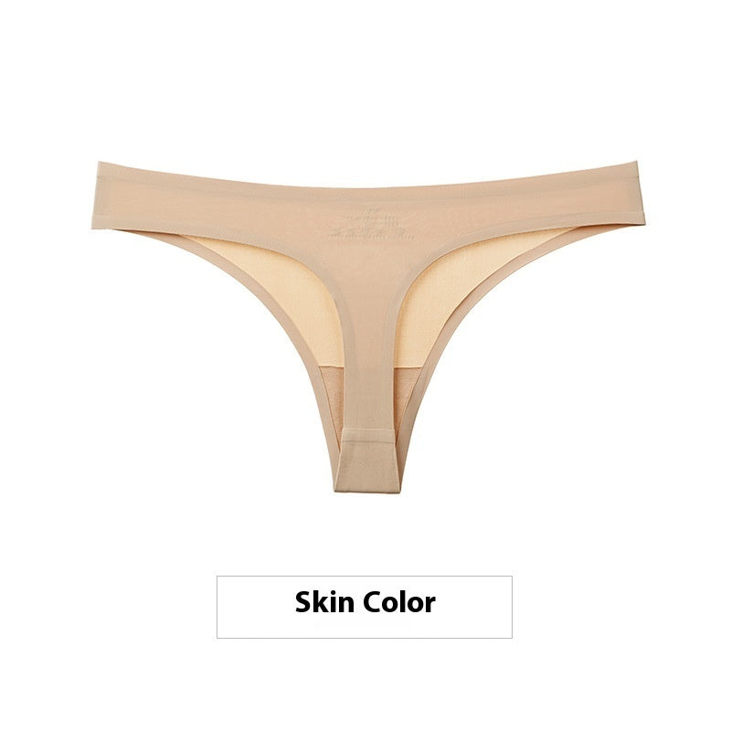 Women's Ice Silk Seamless Thong Underwear – No-Show Low-Rise T-Back | M–XXL