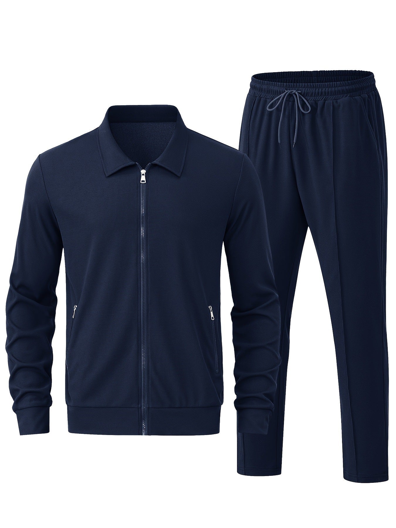 Men's Waffle Texture 2-Piece Casual Suit Set