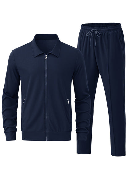 Men's Waffle Texture 2-Piece Casual Suit Set