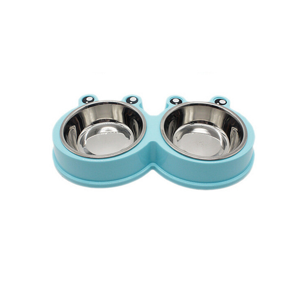 Double Pet Bowl – Food & Water Feeder (ABS + Stainless Steel)