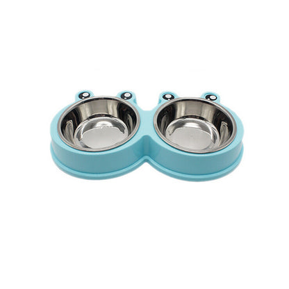Double Pet Bowl – Food & Water Feeder (ABS + Stainless Steel)