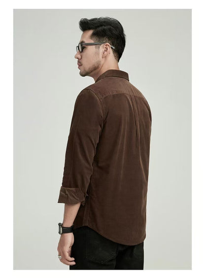 Men's Long Sleeve Business Casual Shirt – Slim Solid Color