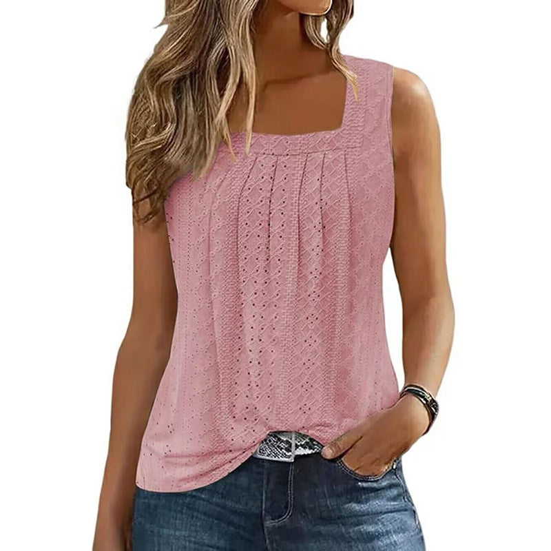 Women's Square Neck Pleated Suspender Top – Loose Street Style