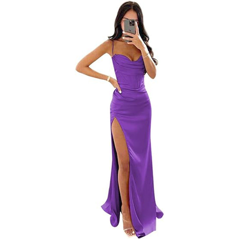 Women's Sleeveless Camisole Evening Dress – Elegant Wedding & Formal Maxi Gown