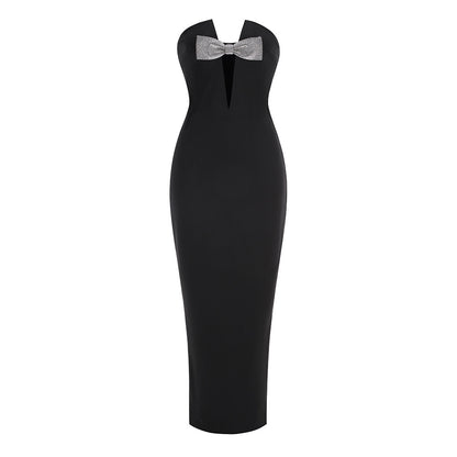 Women's Off-Shoulder Backless Deep V Bandeau Sequin Party Dress – Slim-Fit Fairy Dress