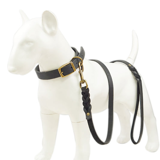 Genuine Leather Dog Leash – Anti-Pull Design | Brown & Black