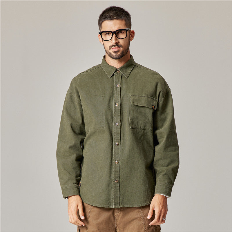 Men's Heavyweight Cotton Retro Cardigan Shirt