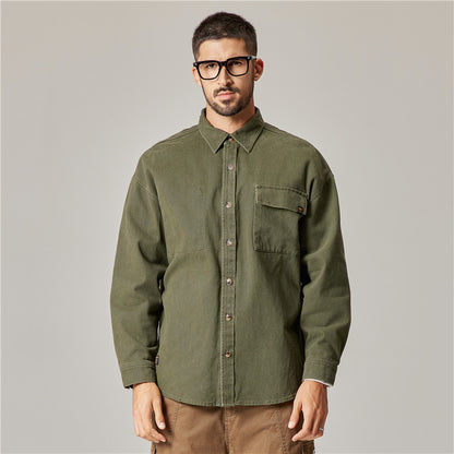 Men's Heavyweight Cotton Retro Cardigan Shirt