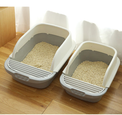Semi-Enclosed Cat Litter Box with Deodorizing Design