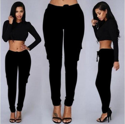 Women's Multi-Pocket Casual Cargo Pants – Mid-Waist Cotton Trousers