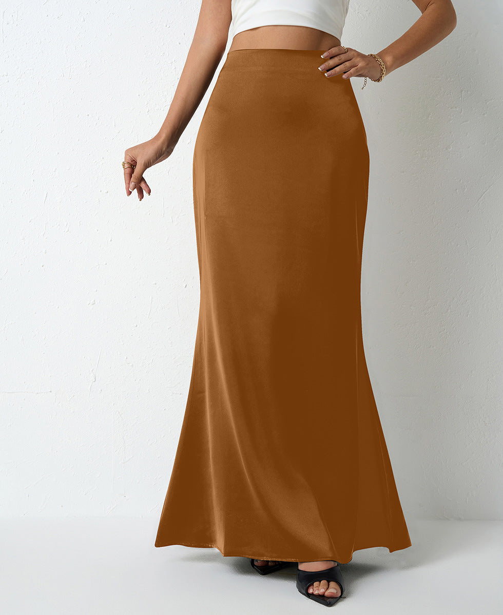 Women's Elegant Satin Maxi Skirt – Flared A-Line Long Skirt in 21 Colors