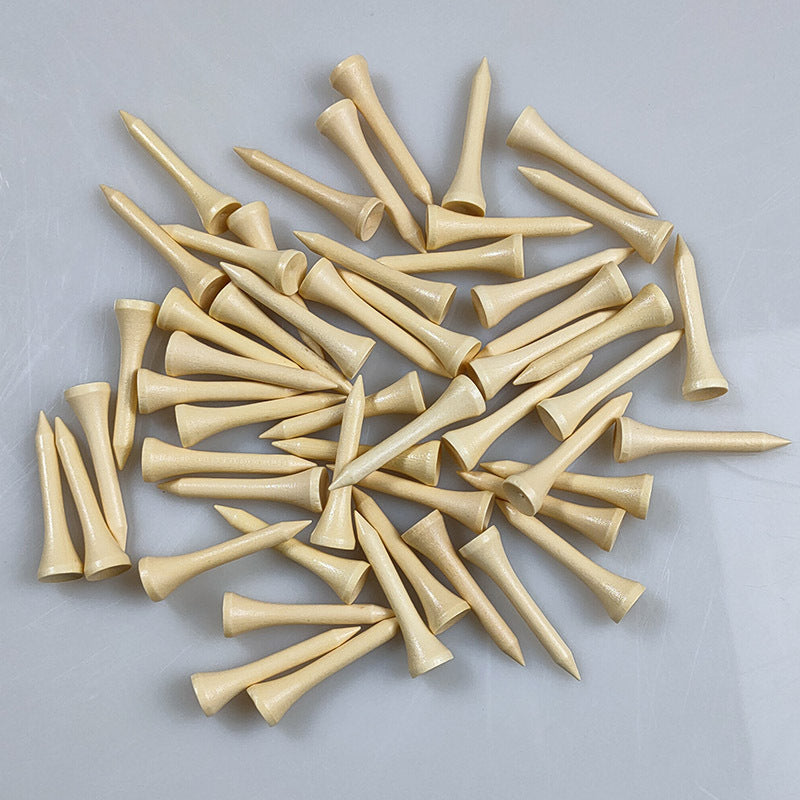 Wooden Golf Tees – 100-Pack, 4 Sizes (42mm–83mm), Mixed Color & Varnish Finish