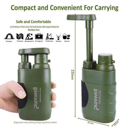 4-Stage Outdoor Water Purifier Pump – UF Filter, 3,000L Capacity for Camping & Survival