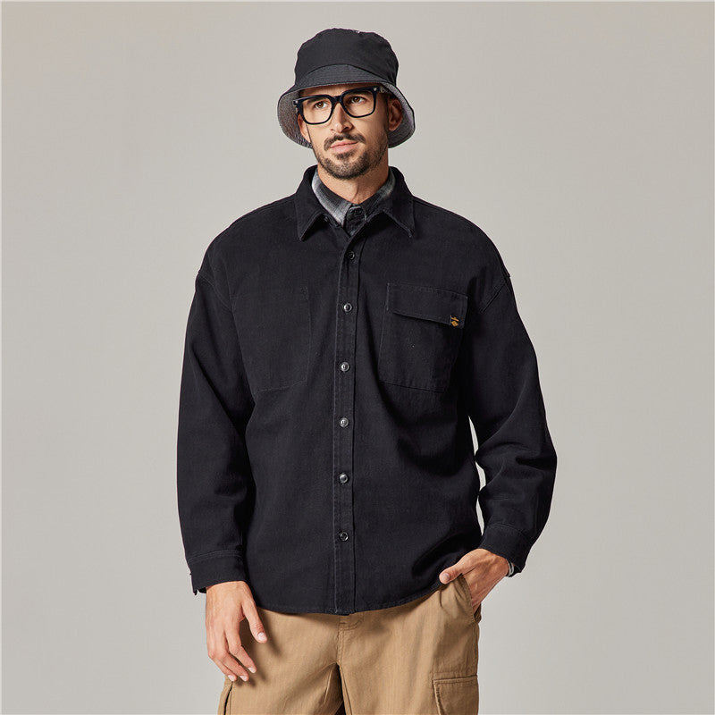 Men's Heavyweight Cotton Retro Cardigan Shirt