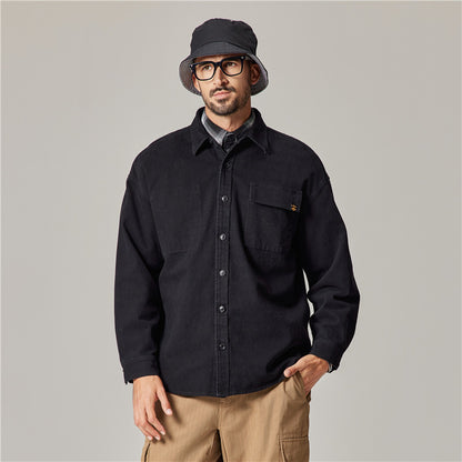 Men's Heavyweight Cotton Retro Cardigan Shirt