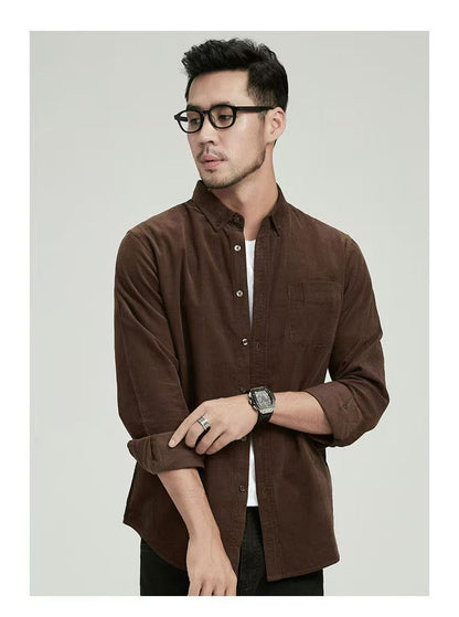 Men's Long Sleeve Business Casual Shirt – Slim Solid Color