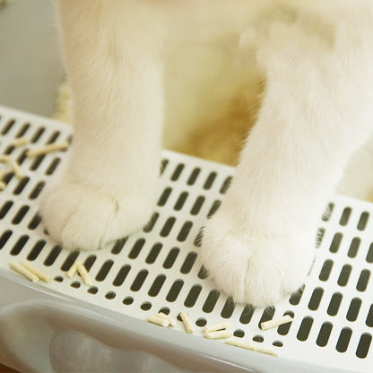 Semi-Enclosed Cat Litter Box with Deodorizing Design