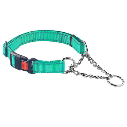Reflective Dog Collar – Nylon & Stainless Steel, 5 Colors, XS–L