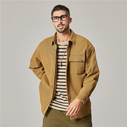 Men's Heavyweight Cotton Retro Cardigan Shirt